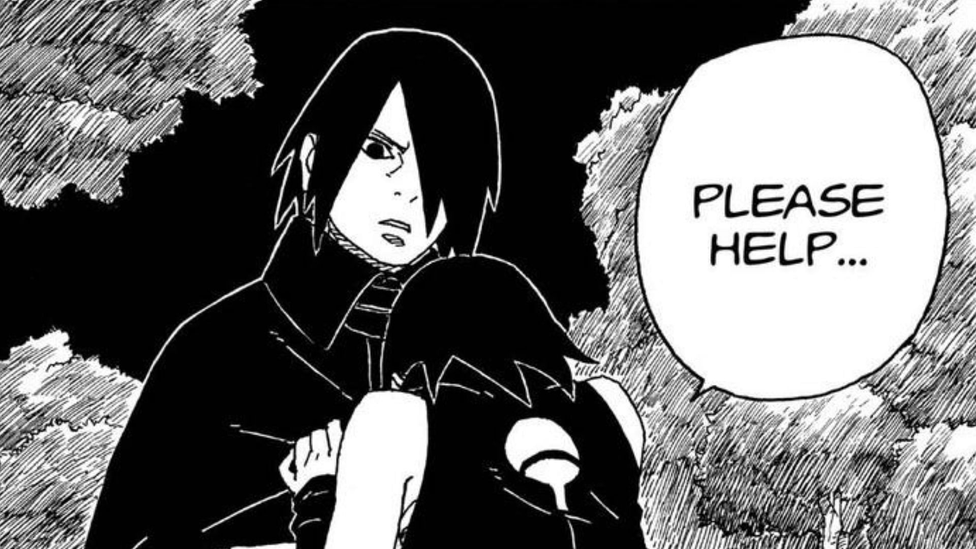 Sasuke and Sarada as seen in the manga (Image via Shueisha)